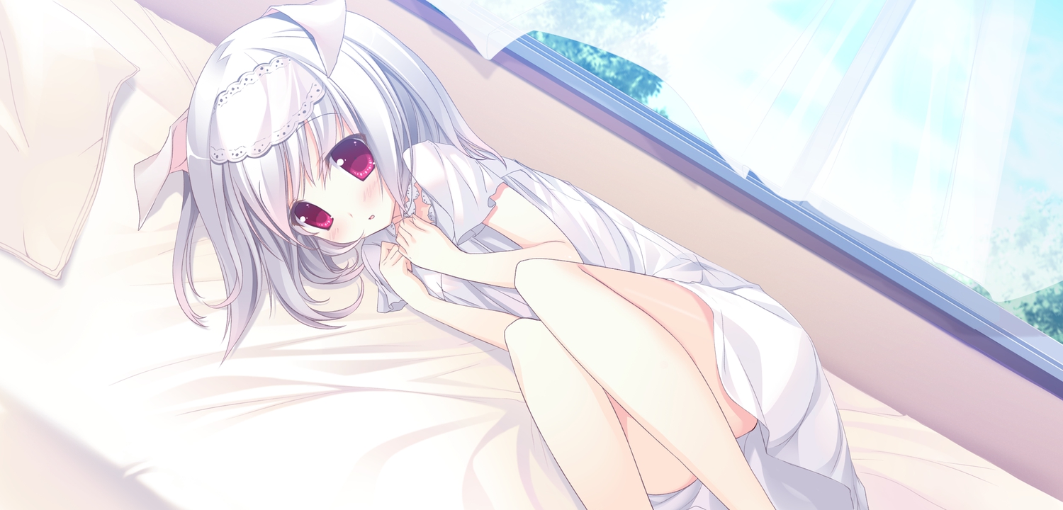 bed, blush, game_cg, light, p19, shiro_(shiropika), shiro_no_pikapika_ohoshi-sama, white_hair
