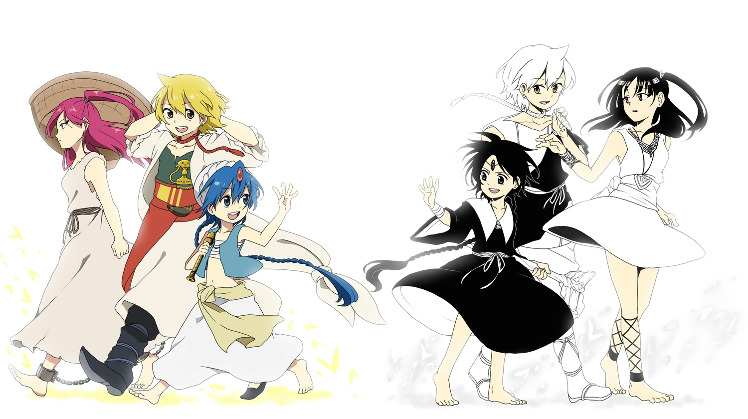 aladdin_(magi), ali_baba_saluja, magi_the_labyrinth_of_magic, morgiana, sei_(shinkai_parallel)