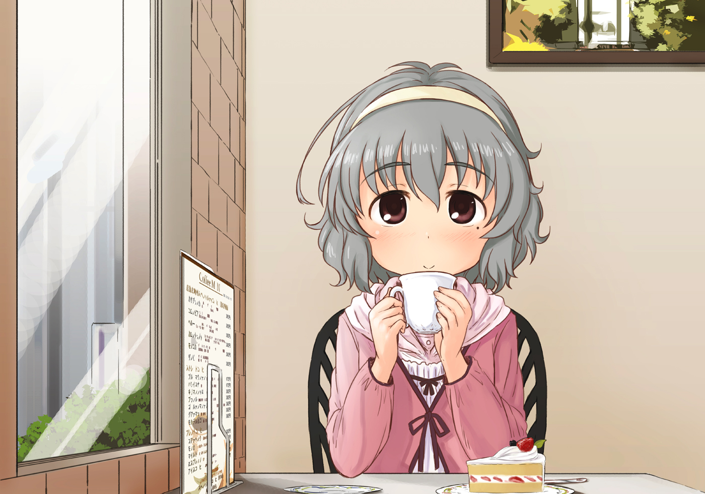 abe_kanari, cake, drink, food, idolmaster, idolmaster_cinderella_girls, loli, narumiya_yume