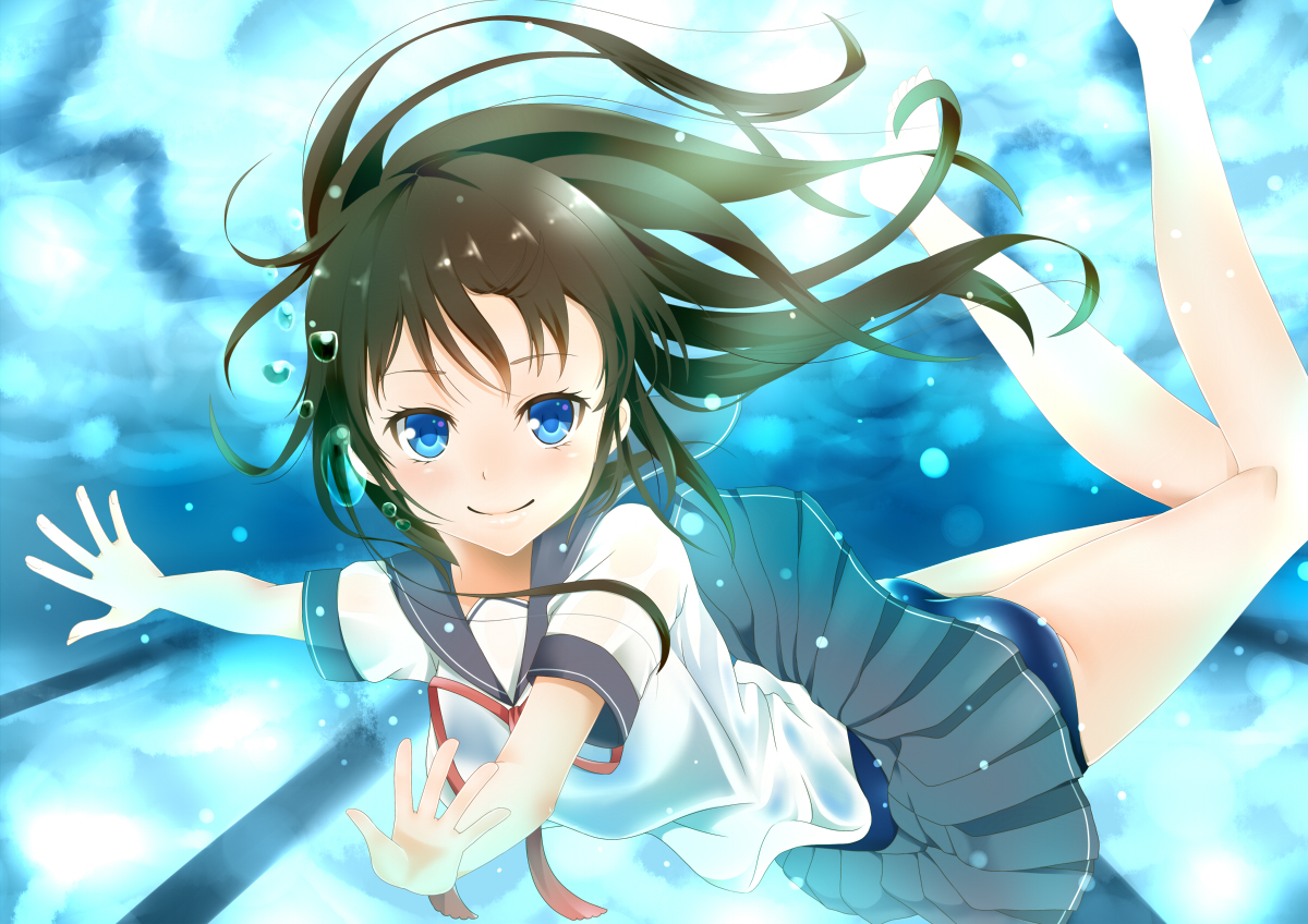 blue_eyes, brown_hair, hakudatofu, original, school_uniform
