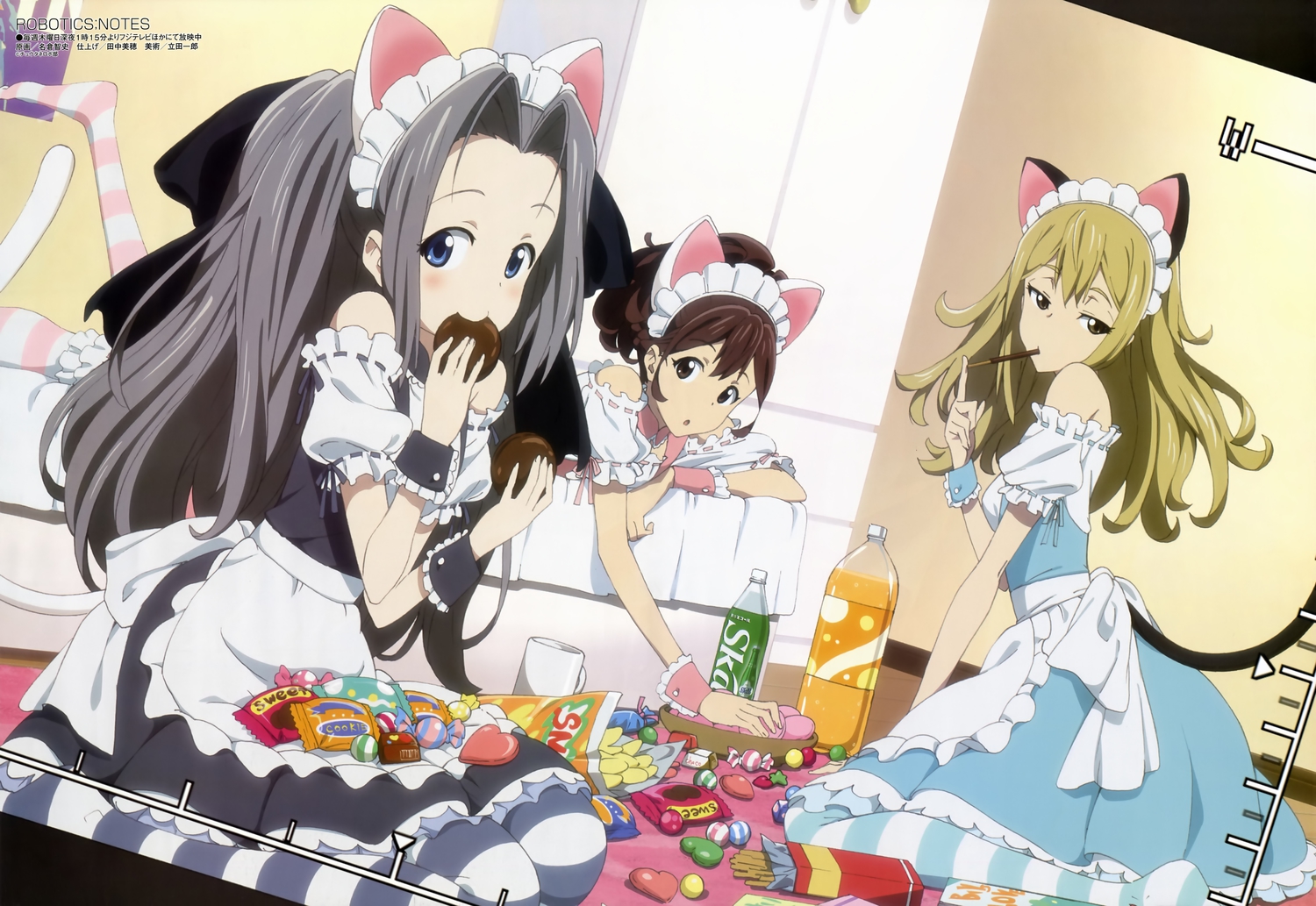 airi_(robotics;notes), animal_ears, food, koujiro_frau, megami, nagura_satoshi, pocky, robotics;notes