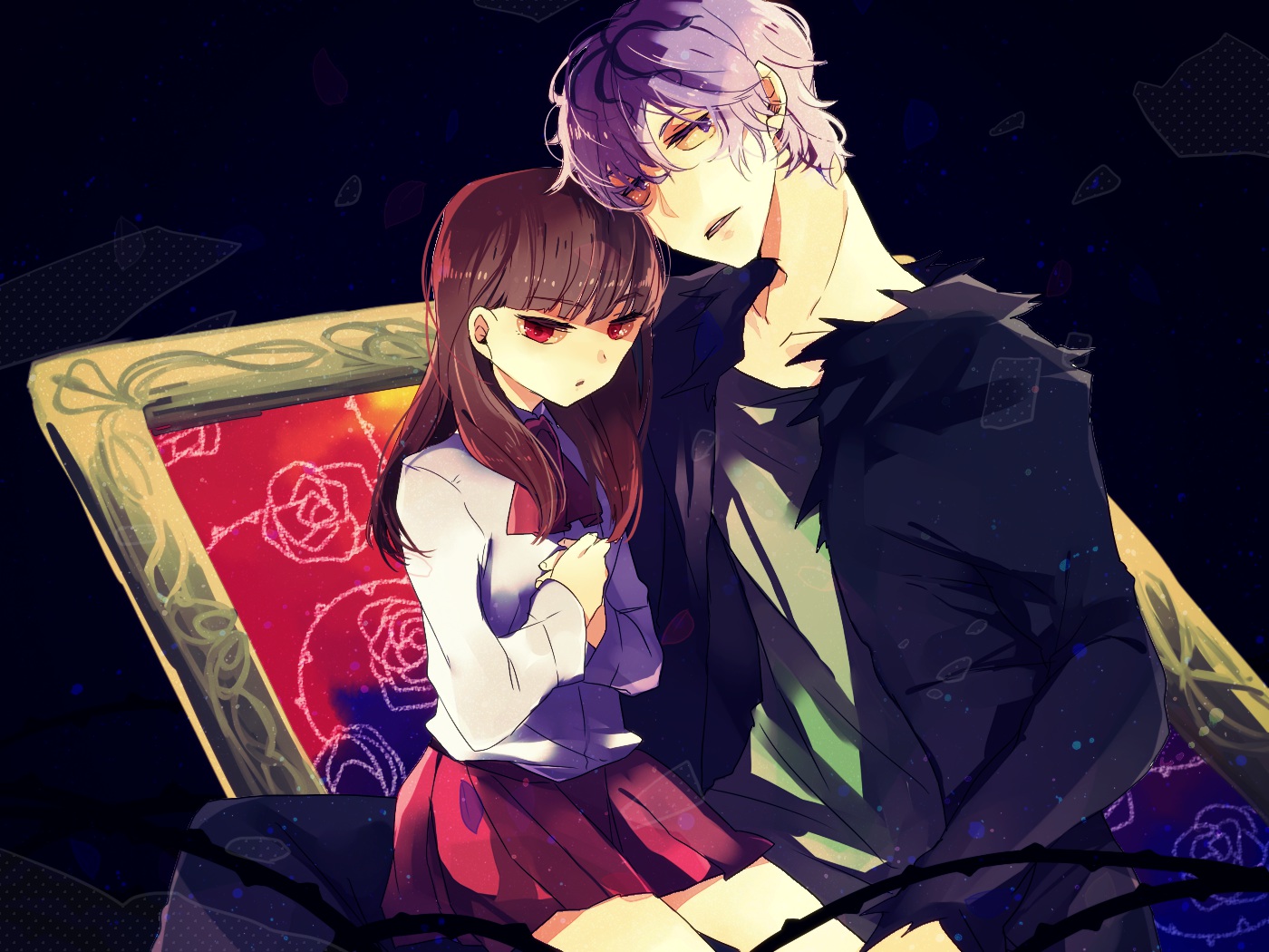 anko_(kirikiri), brown_hair, gary_(ib), ib, ib_(ib), purple_eyes, purple_hair, red_eyes
