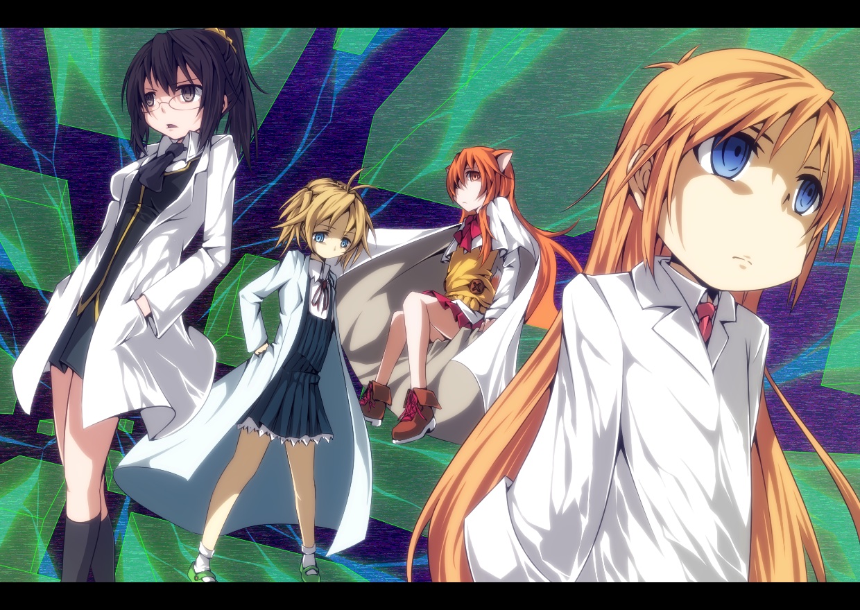 animal_ears, black_hair, blonde_hair, blue_eyes, boku_wa_tomodachi_ga_sukunai, brown_eyes, brown_hair, crossover