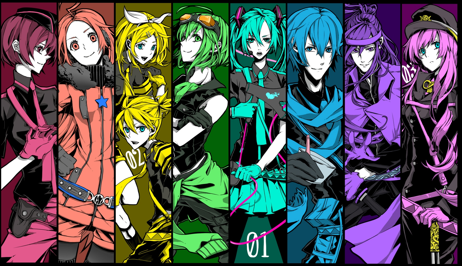 gumi, hatsune_miku, kagamine_len, kagamine_rin, kaito, kamui_gakupo, koi_wa_sensou_(vocaloid), male