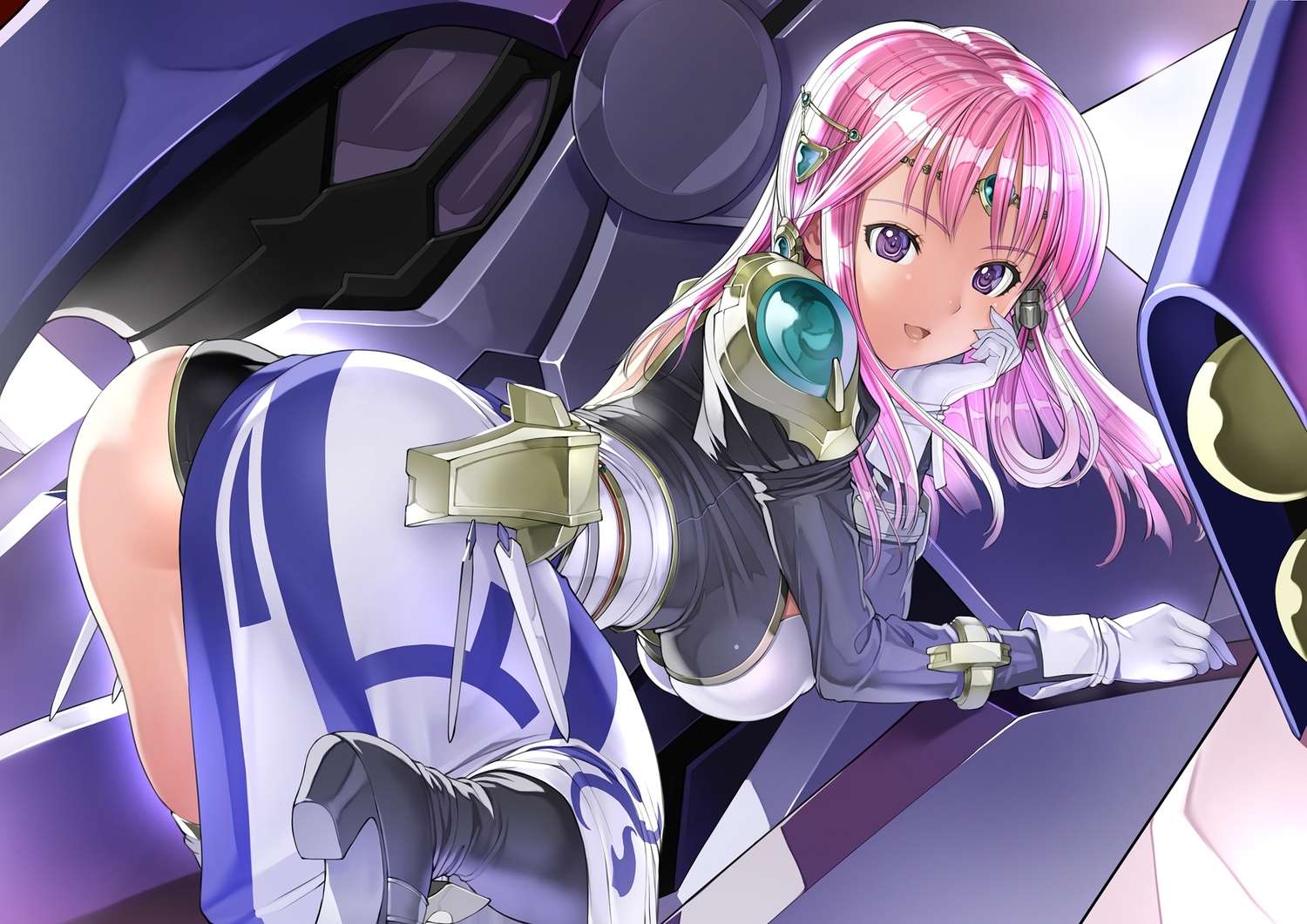 ariel_org, ass, boots, breasts, gloves, nakaba_reimei, pink_hair, purple_eyes, super_robot_wars
