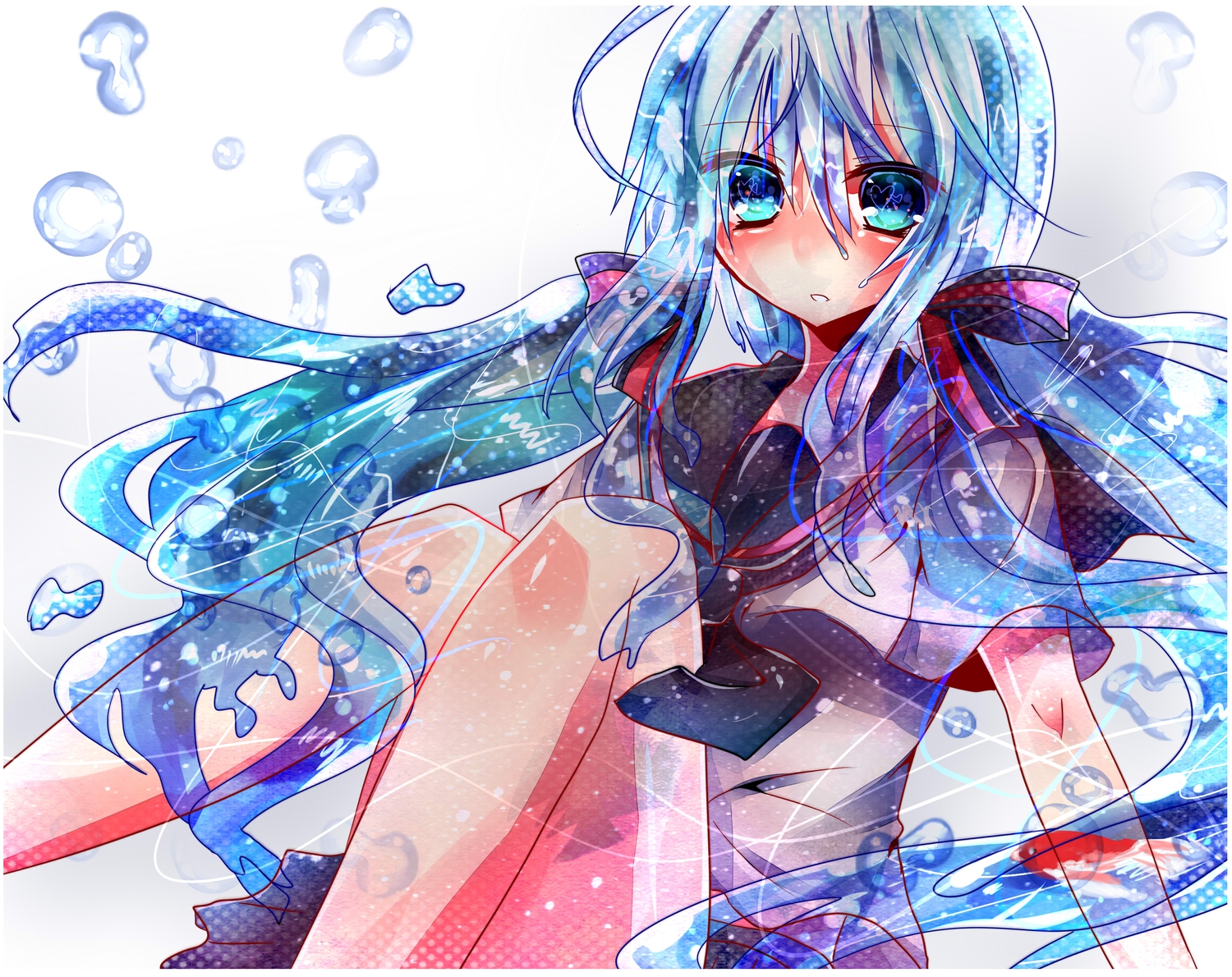 aqua_eyes, aqua_hair, bottle_miku, hatsune_miku, potten, school_uniform, vocaloid