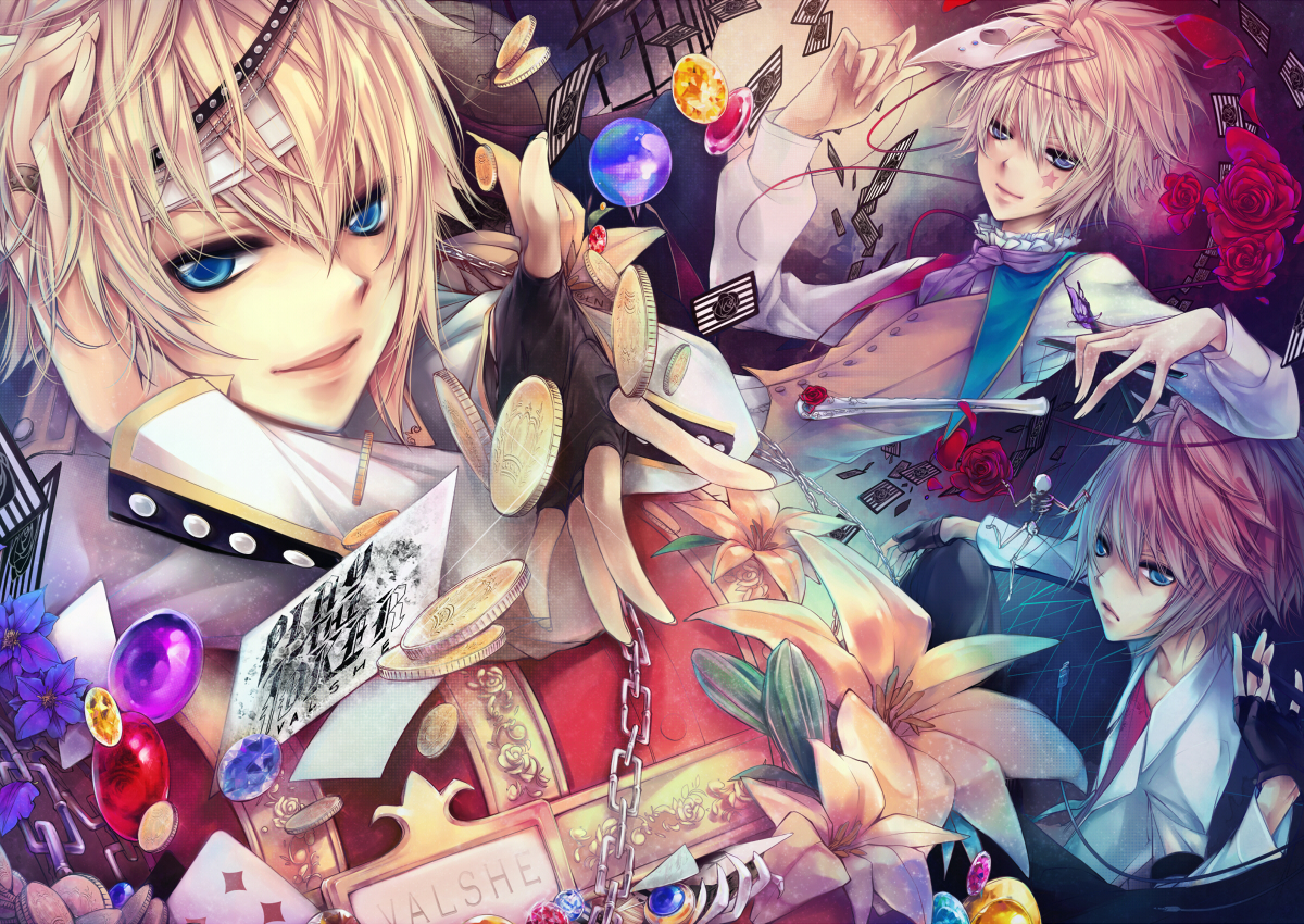 all_male, flowers, gloves, kagamine_len, ln, male, rose, vocaloid