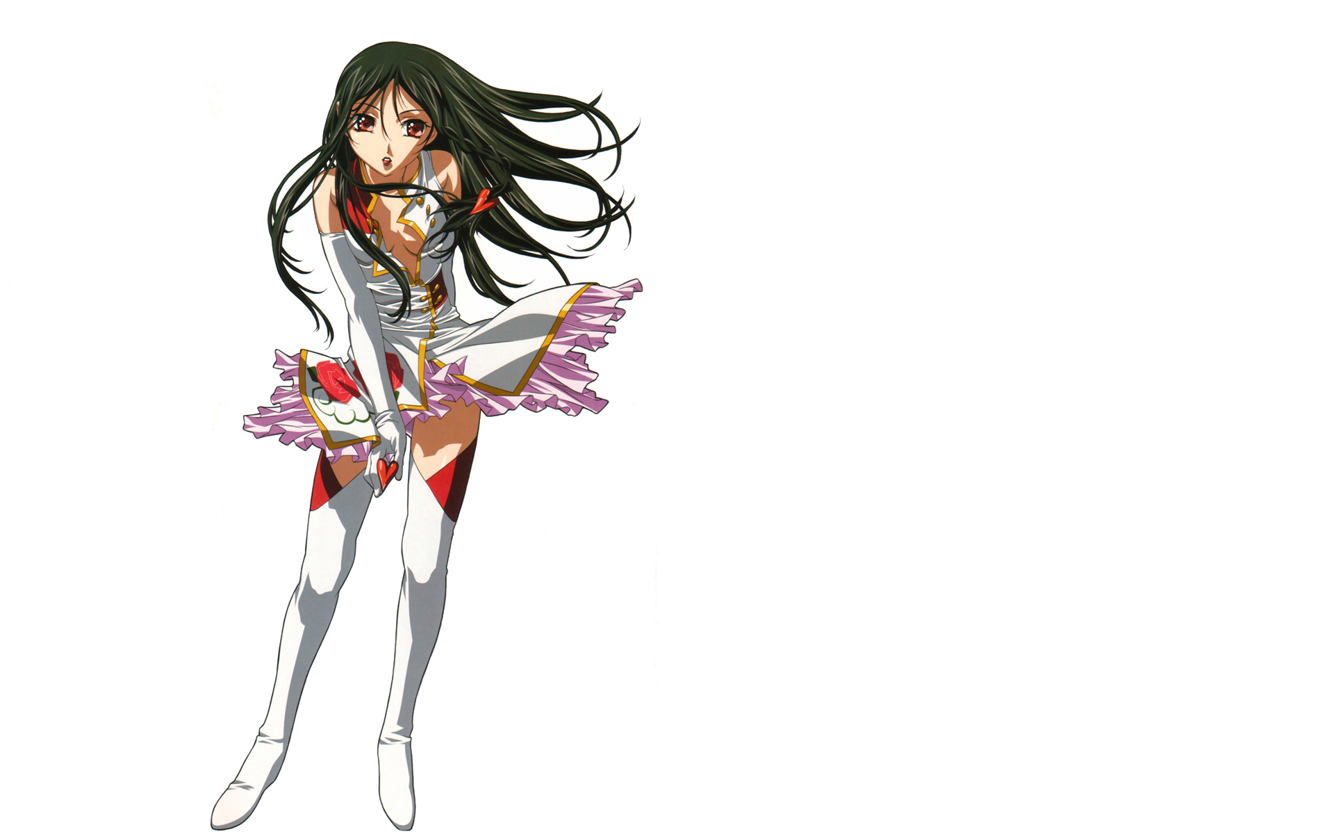 black_hair, boots, elbow_gloves, gloves, gotoh_keiji, kiddy_grade, red_eyes, tweedledee