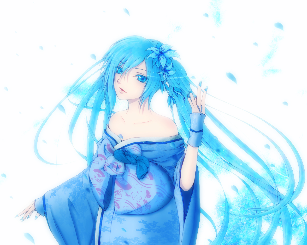 daburu, flowers, hatsune_miku, japanese_clothes, vocaloid