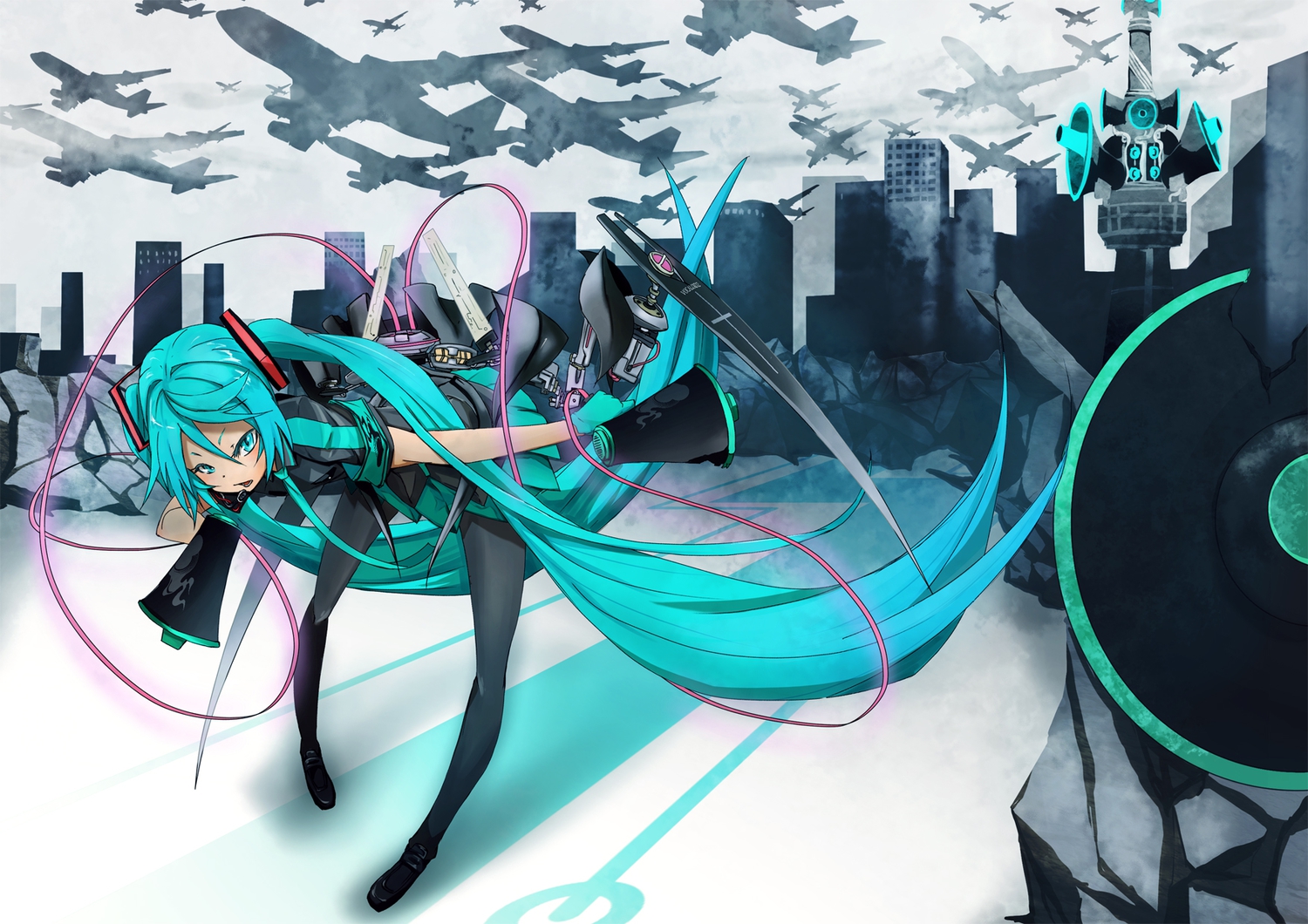fu-ta, hatsune_miku, koi_wa_sensou_(vocaloid), long_hair, twintails, vocaloid