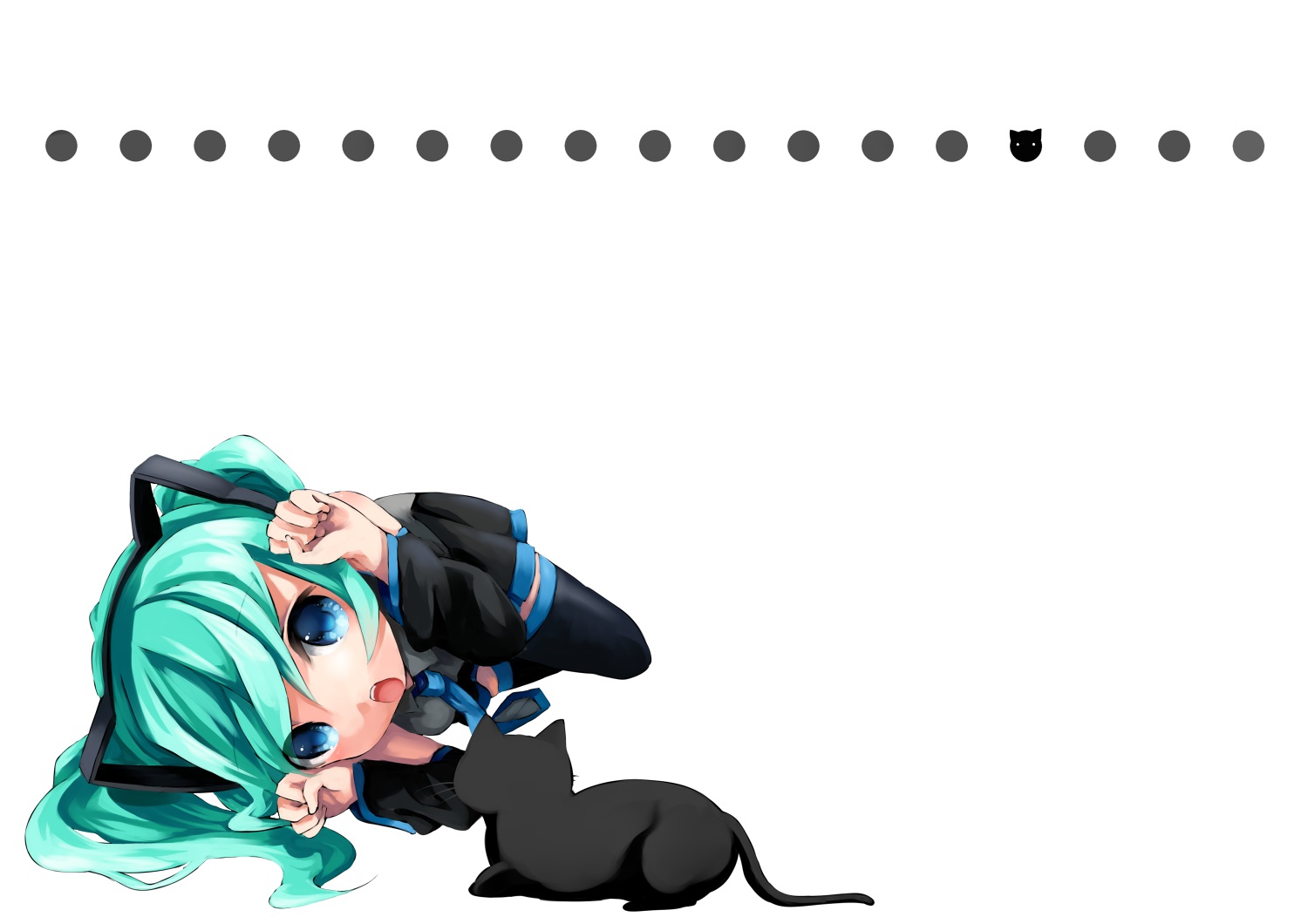 akira_ry0, animal, aqua_hair, blue_eyes, cat, hatsune_miku, skirt, vocaloid, white