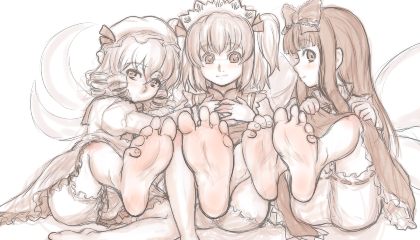 barefoot, fairy, kuro_suto_sukii, luna_child, star_sapphire, sunny_milk, touhou
