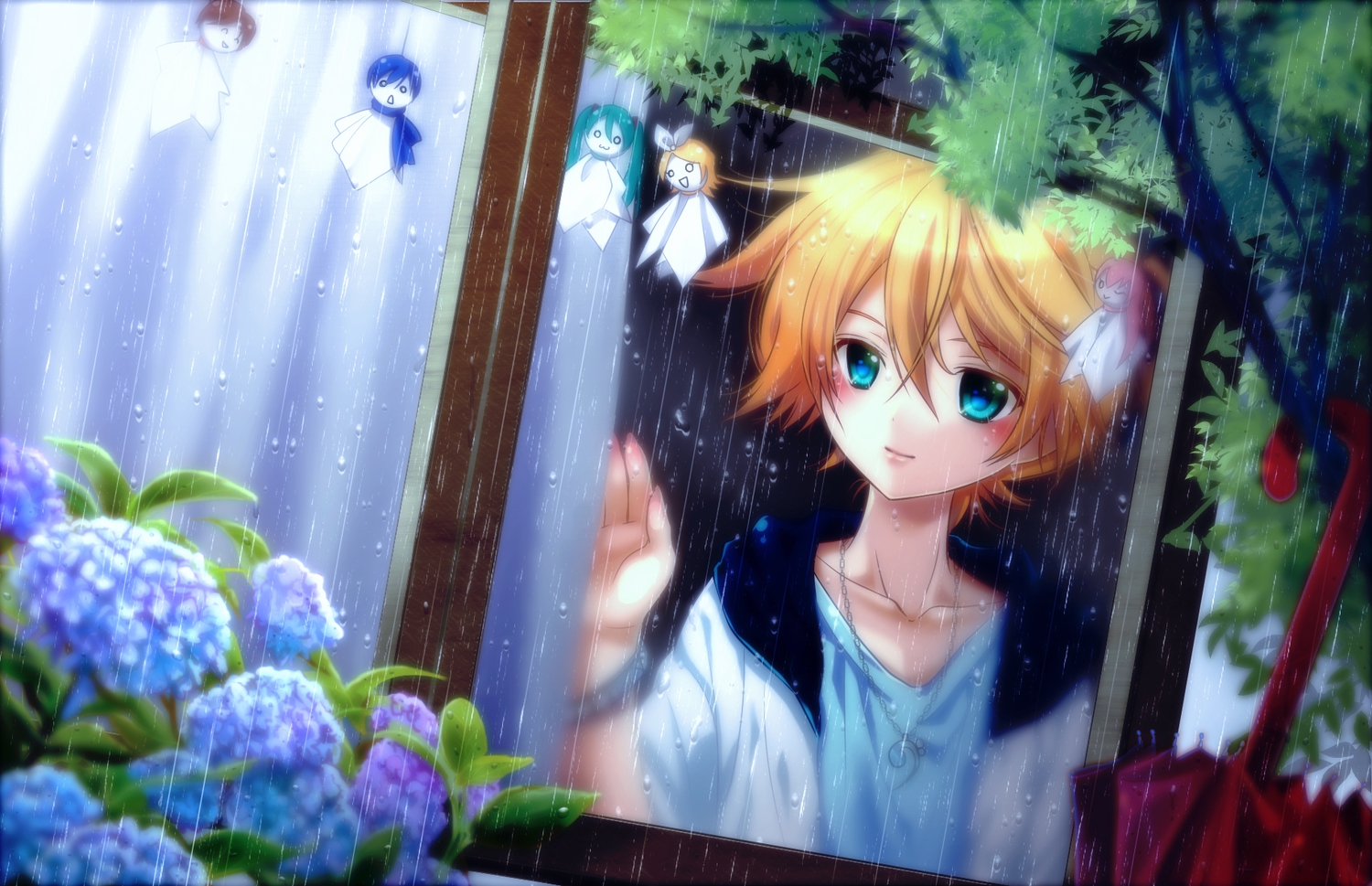 all_male, doll, flowers, hatsune_miku, kagamine_len, kagamine_rin, kaito, male