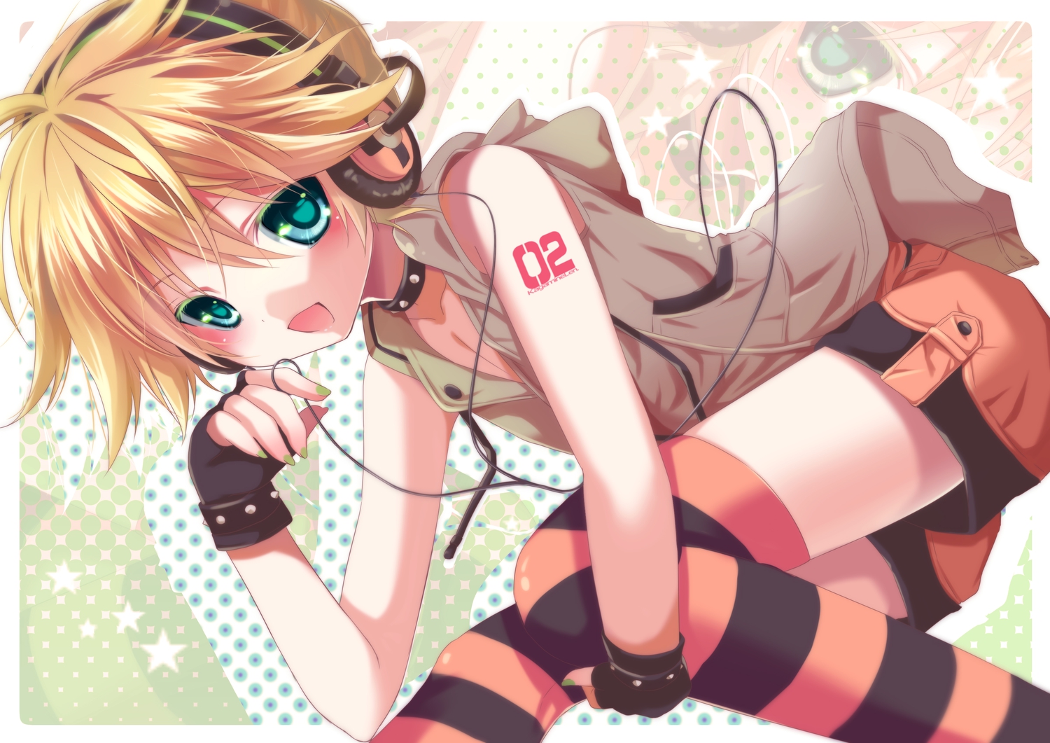 all_male, gloves, headphones, kagamine_len, male, shinwa, thighhighs, vocaloid