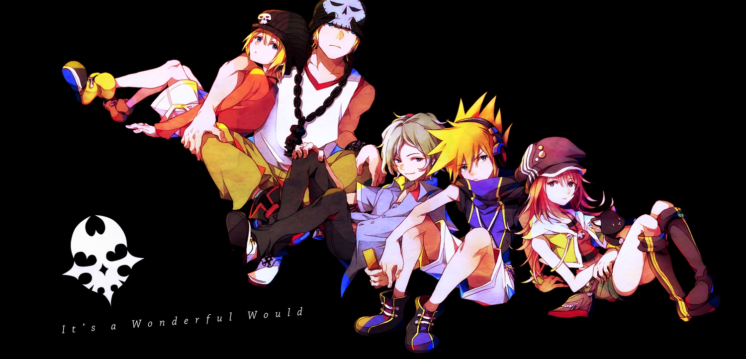 aliasing, bitou_daisukenojou, bitou_raimu, group, hat, headphones, kiryu_yoshiya, male, misaki_shiki, sakuraba_neku, subarashiki_kono_sekai, tsuyuxxx