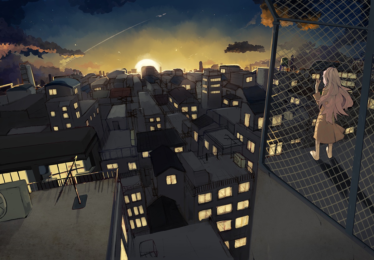 building, city, ia, nasuno, rooftop, vocaloid