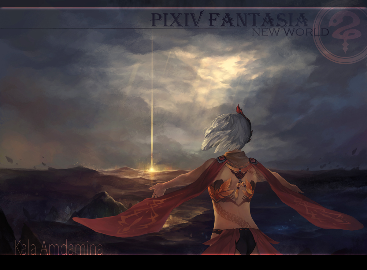 gray_hair, onisakiyoruka, original, pixiv_fantasia, short_hair, tattoo