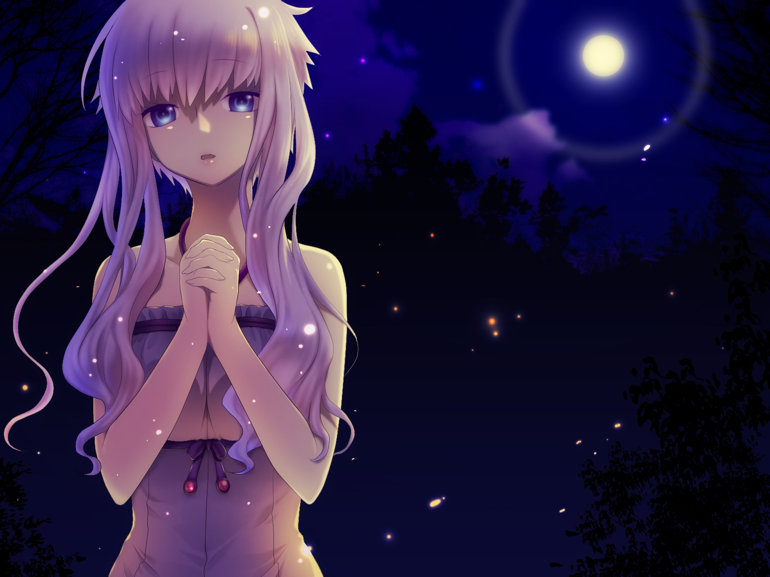 aliasing, moon, night, oumi_sanaka, purple_eyes, purple_hair, vocaloid, voiceroid, yuzuki_yukari