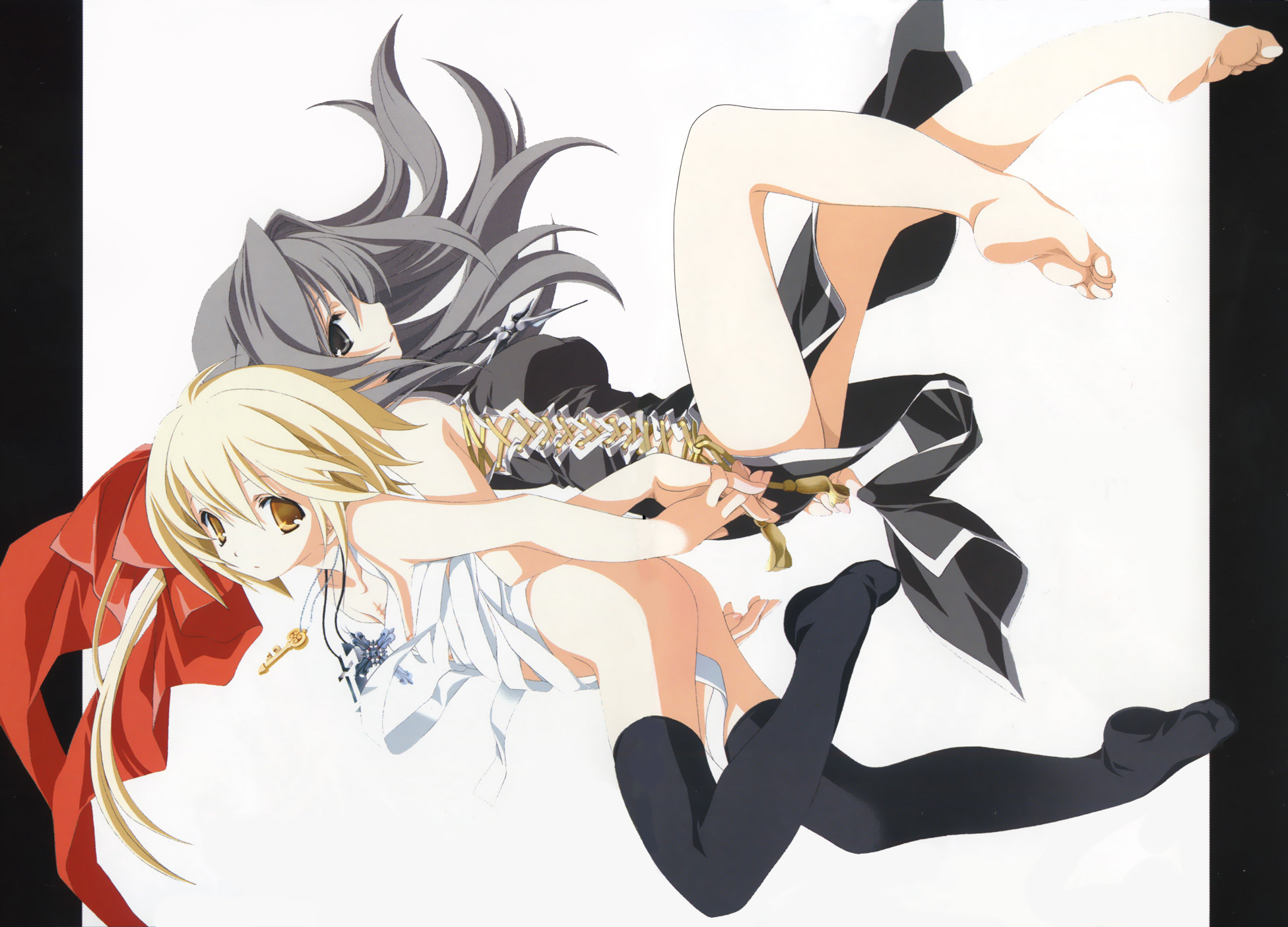 miyashita_miki, pixy_gale, thighhighs, white