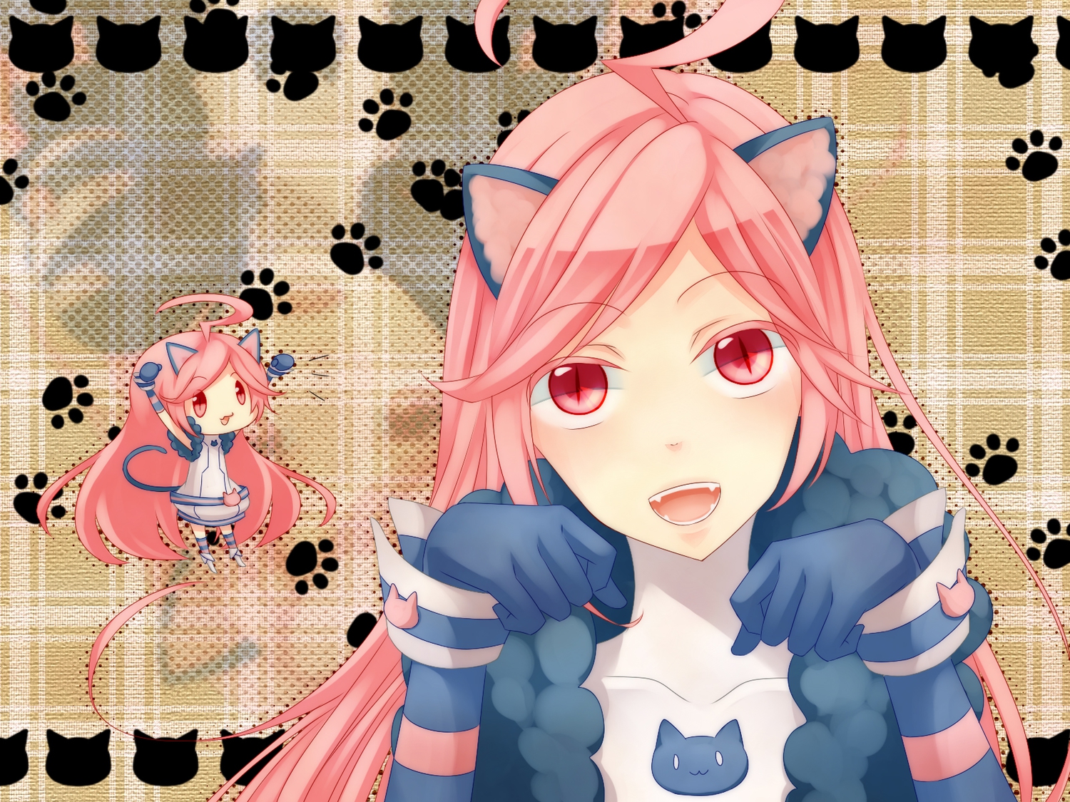 animal_ears, catgirl, chibi, miki_(vocaloid), mozukugumi, vocaloid