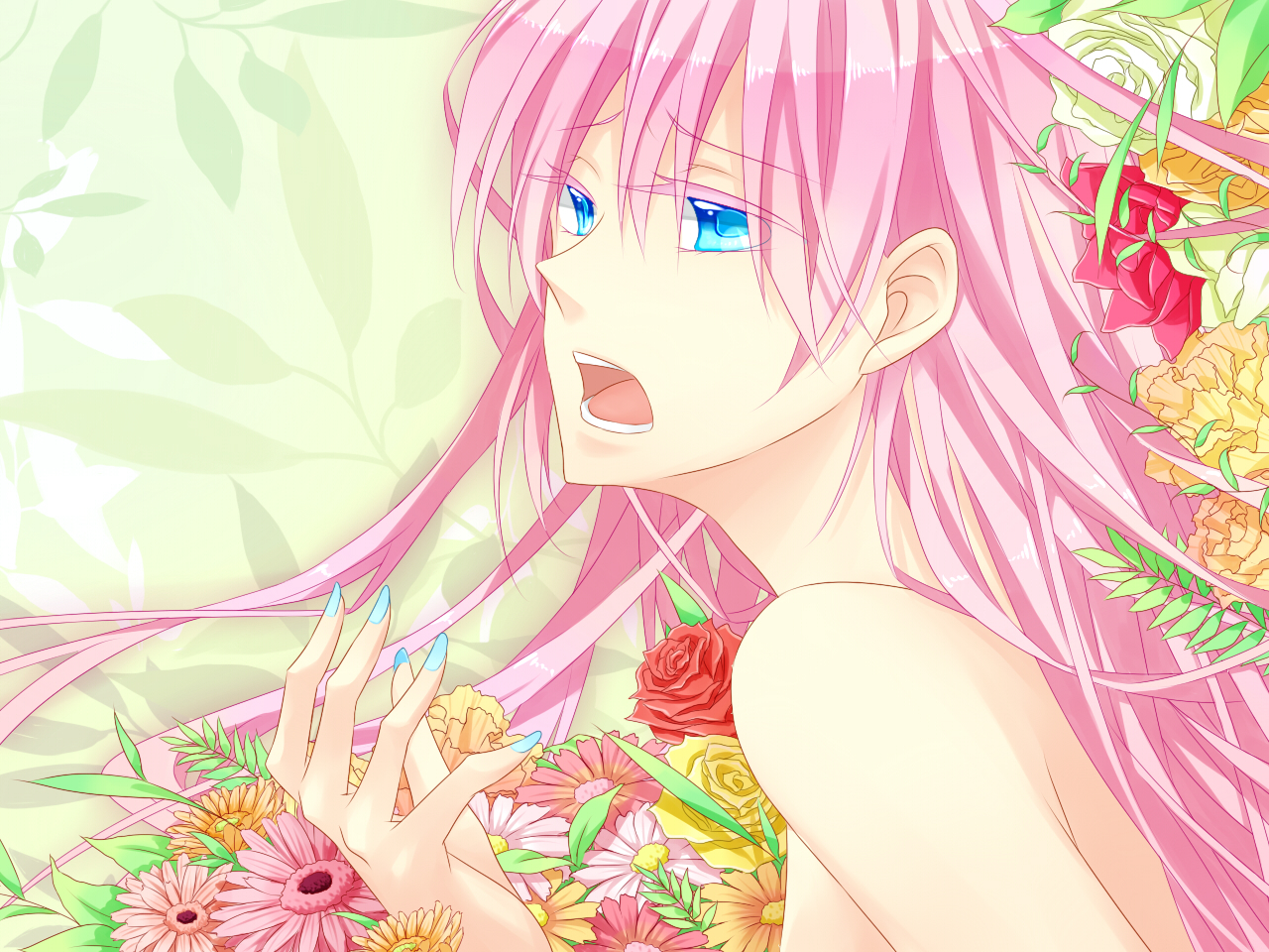 close, flowers, megurine_luka, mozukugumi, vocaloid
