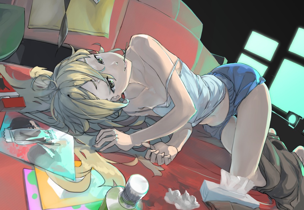 blonde_hair, food, koujiro_frau, pocky, robotics;notes
