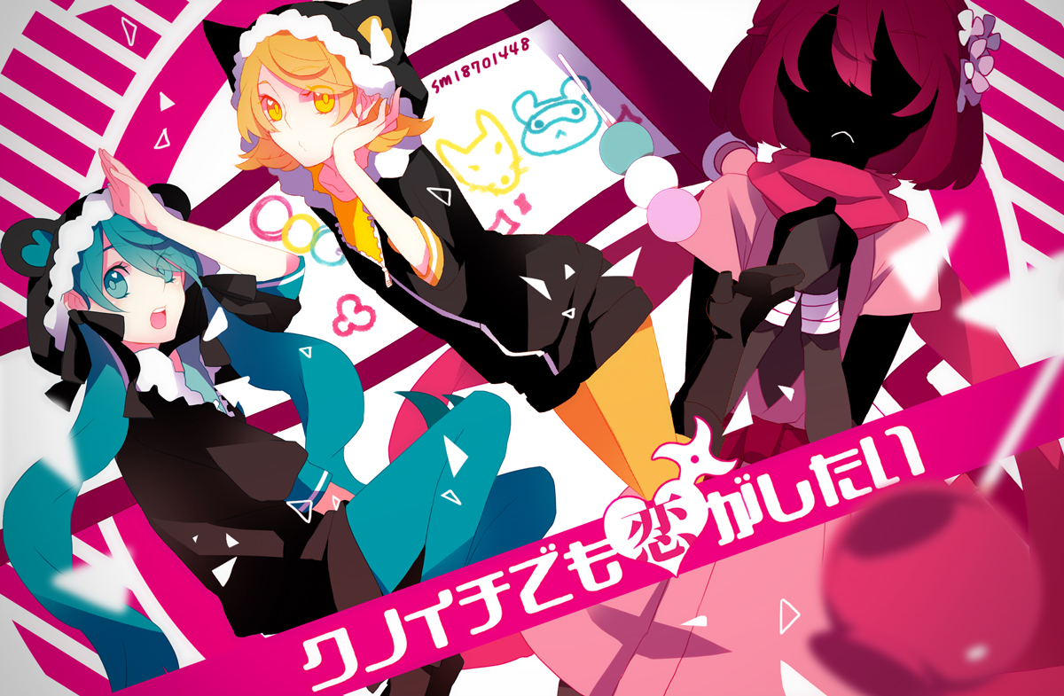 animal_ears, hatsune_miku, kagamine_rin, ninja, saine_(artist), vocaloid