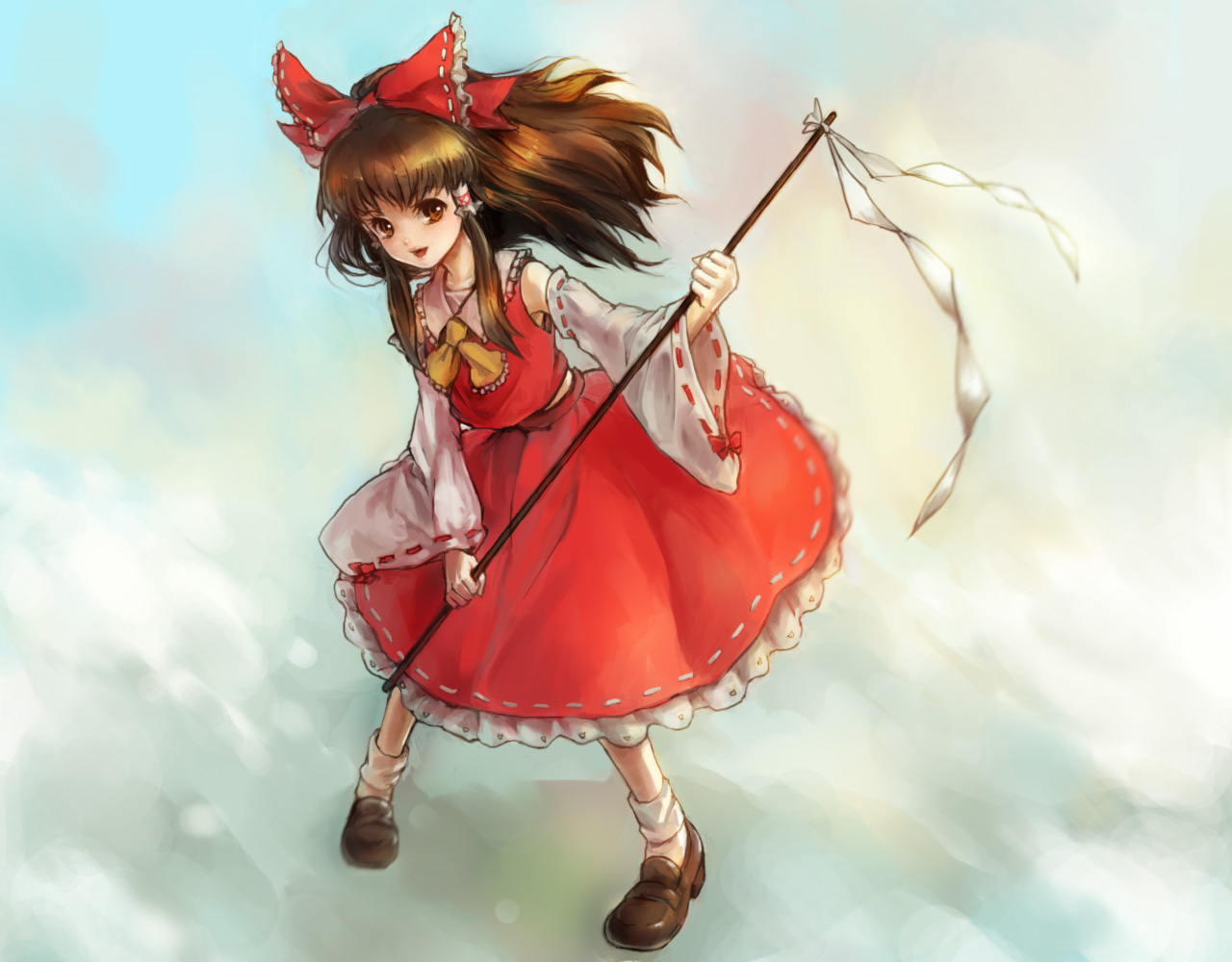 brown_eyes, brown_hair, hakurei_reimu, japanese_clothes, miko, riinu_(ir-n), touhou