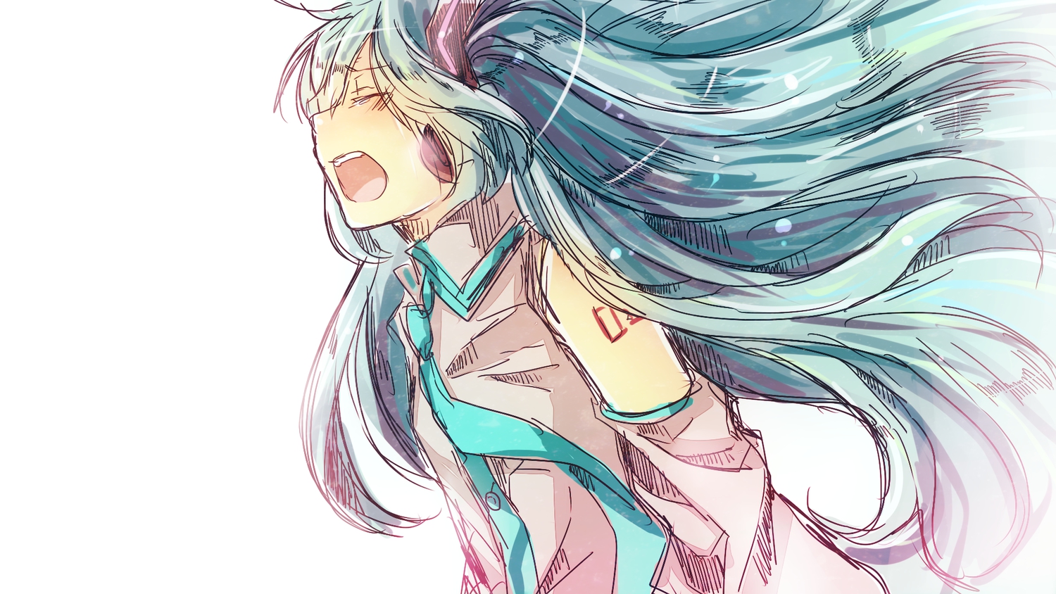 hatsune_miku, long_hair, matryoshka_(borscht), tears, vocaloid