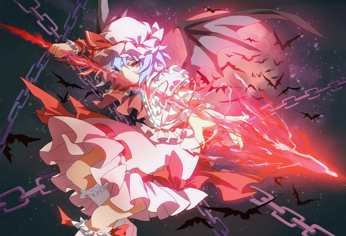 chain, jpeg_artifacts, kumio, remilia_scarlet, touhou, vampire, wings