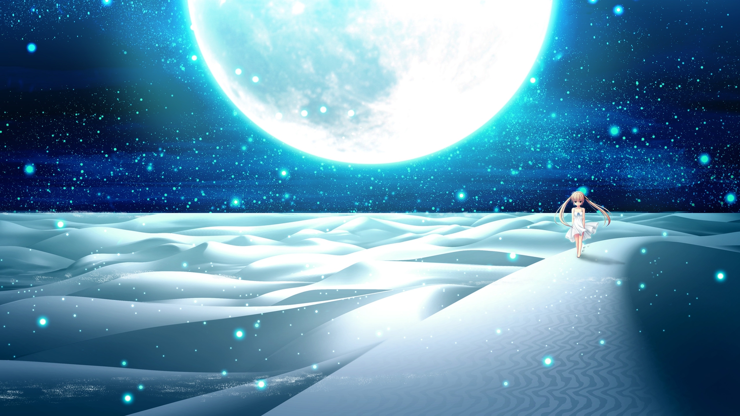 blonde_hair, desert, game_cg, jpeg_artifacts, landscape, minato_miu, moon, night, sakura_sakimashita, scenic, sorahane