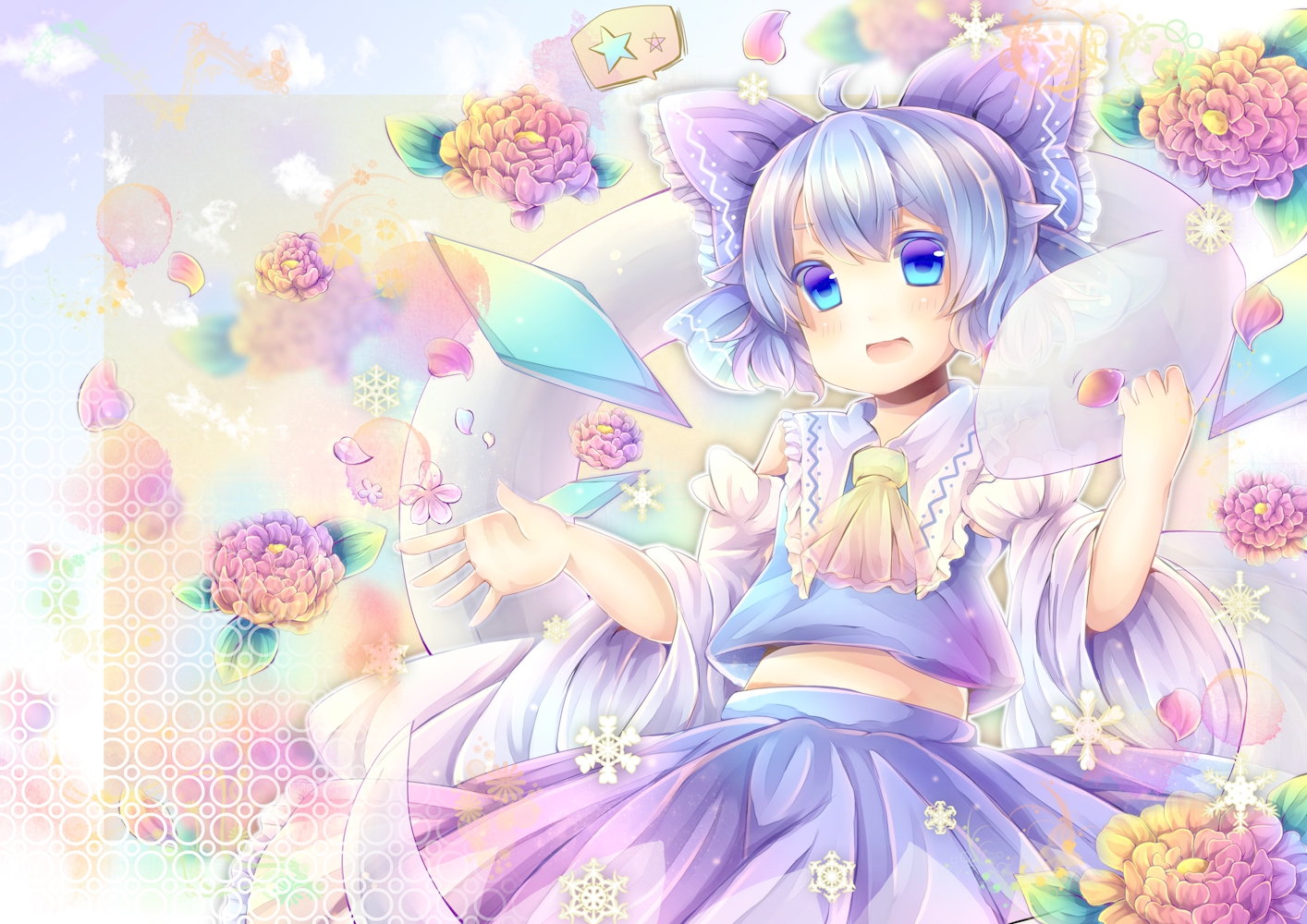 blue_eyes, blue_hair, bow, cirno, fairy, touhou, uta_(kuroneko)