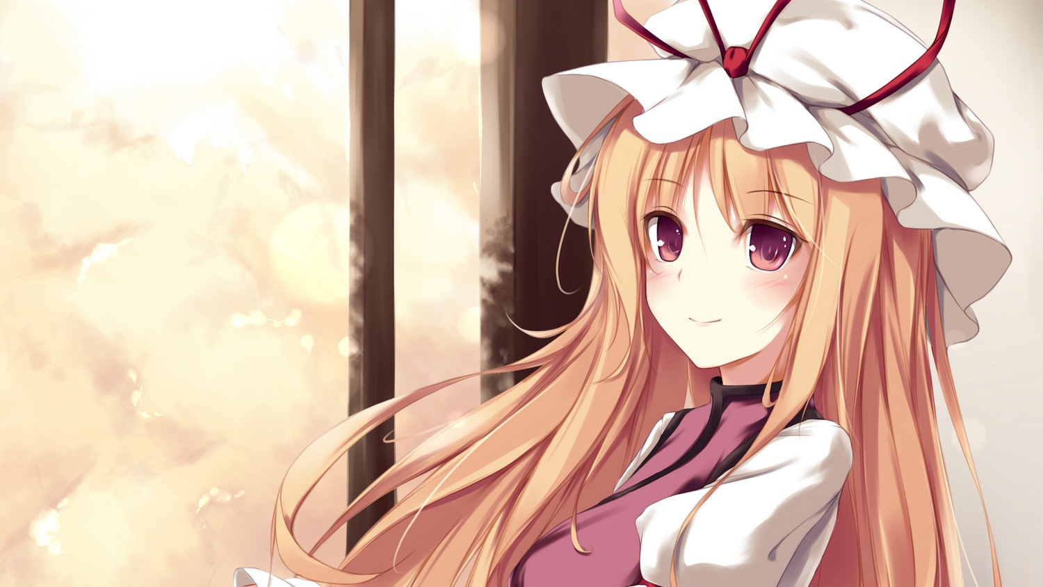 blonde_hair, cropped, fal_maro, pink_eyes, touhou, yakumo_yukari