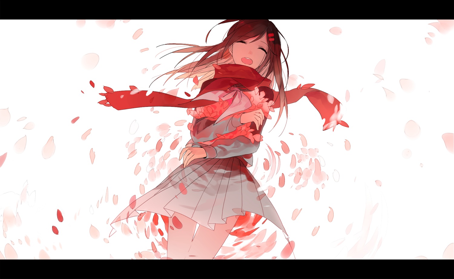kagerou_project, lost_time_memory_(vocaloid), petals, scarf, tang_elen, tateyama_ayano, vocaloid