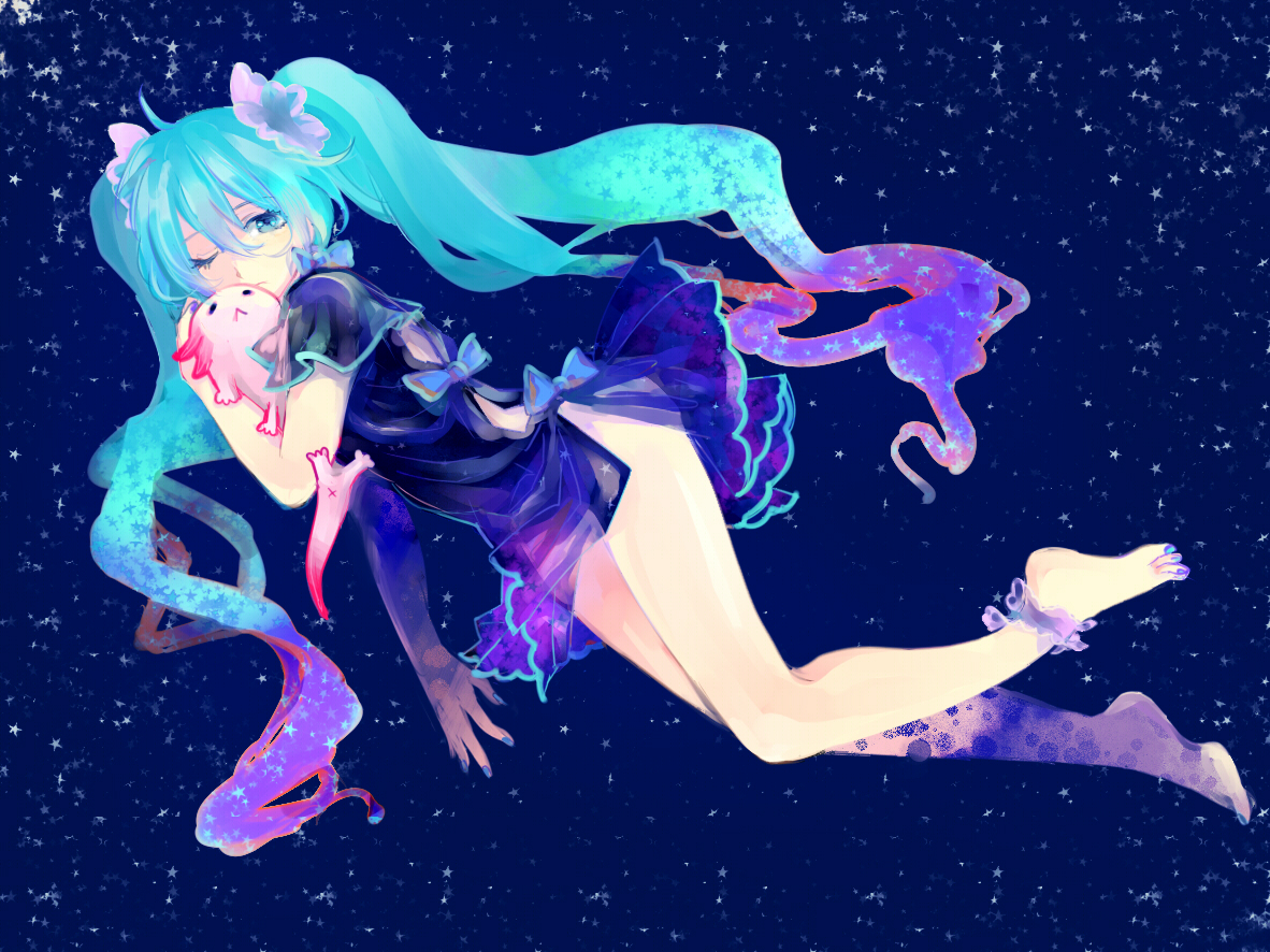 barefoot, hatsune_miku, stars, tsuneaki_(dosnan), vocaloid