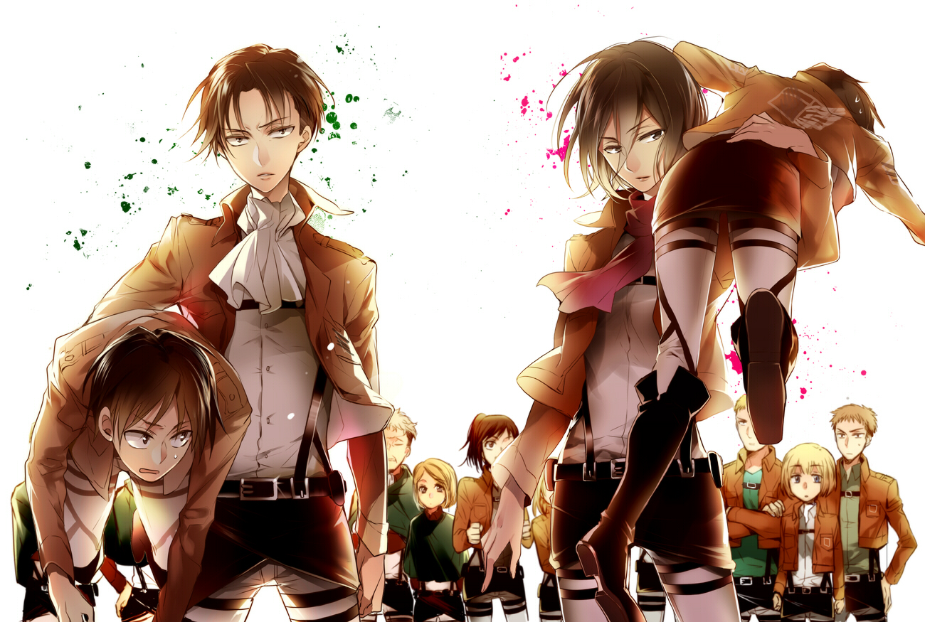 armin_arlert, christa_renz, eren_jaeger, futaba_hazuki, jean_kirchstein, levi_ackerman, mikasa_ackerman, reiner_braun, sasha_browse, shingeki_no_kyojin