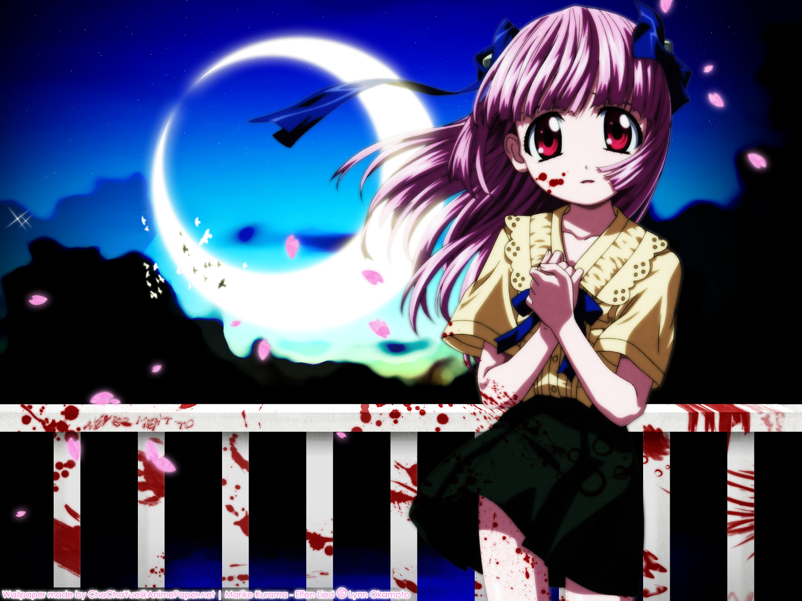 blood, elfen_lied, kurama_mariko