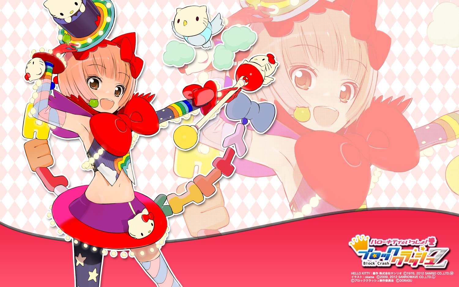 hello_kitty_(character), nekomura_iroha, okama, sanrio, short_hair, vocaloid, zoom_layer
