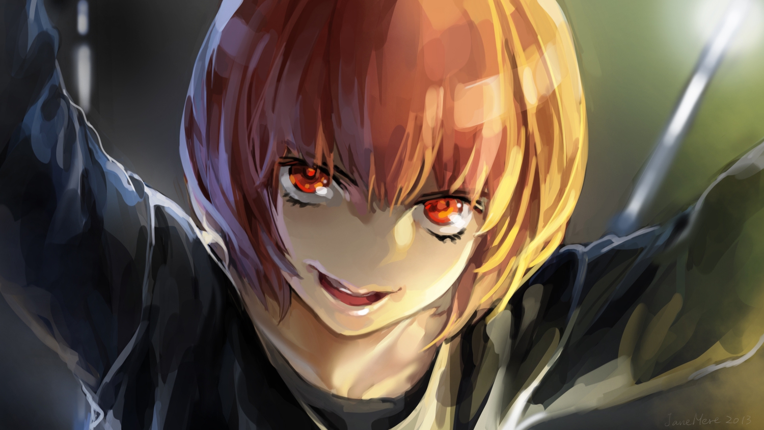 aku_no_hana, brown_hair, close, janemere, nakamura_sawa, red_eyes, short_hair