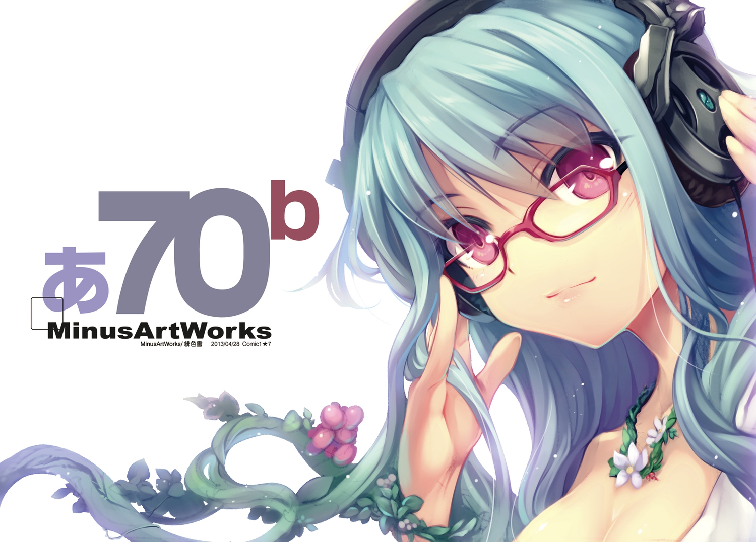 blue_hair, glasses, headphones, hiiro_yuki, long_hair, tagme