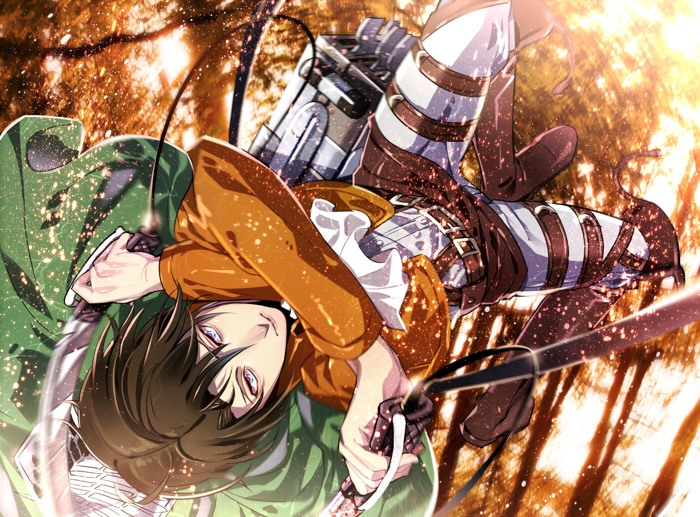 all_male, levi_ackerman, male, shingeki_no_kyojin, weapon, yuna_(rutera)
