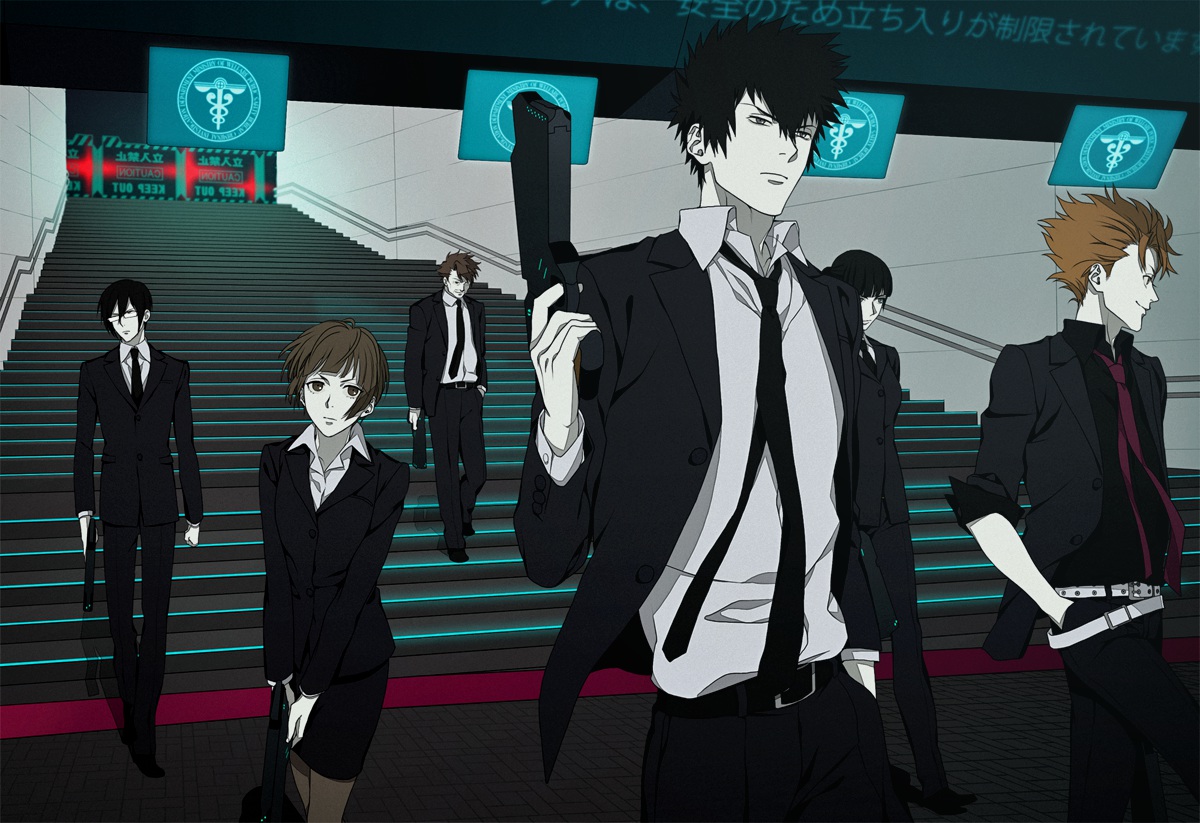ginoza_nobuchika, gun, kagari_shuusei, kougami_shinya, kunizuka_yayoi, male, masaoka_tomomi, psycho-pass