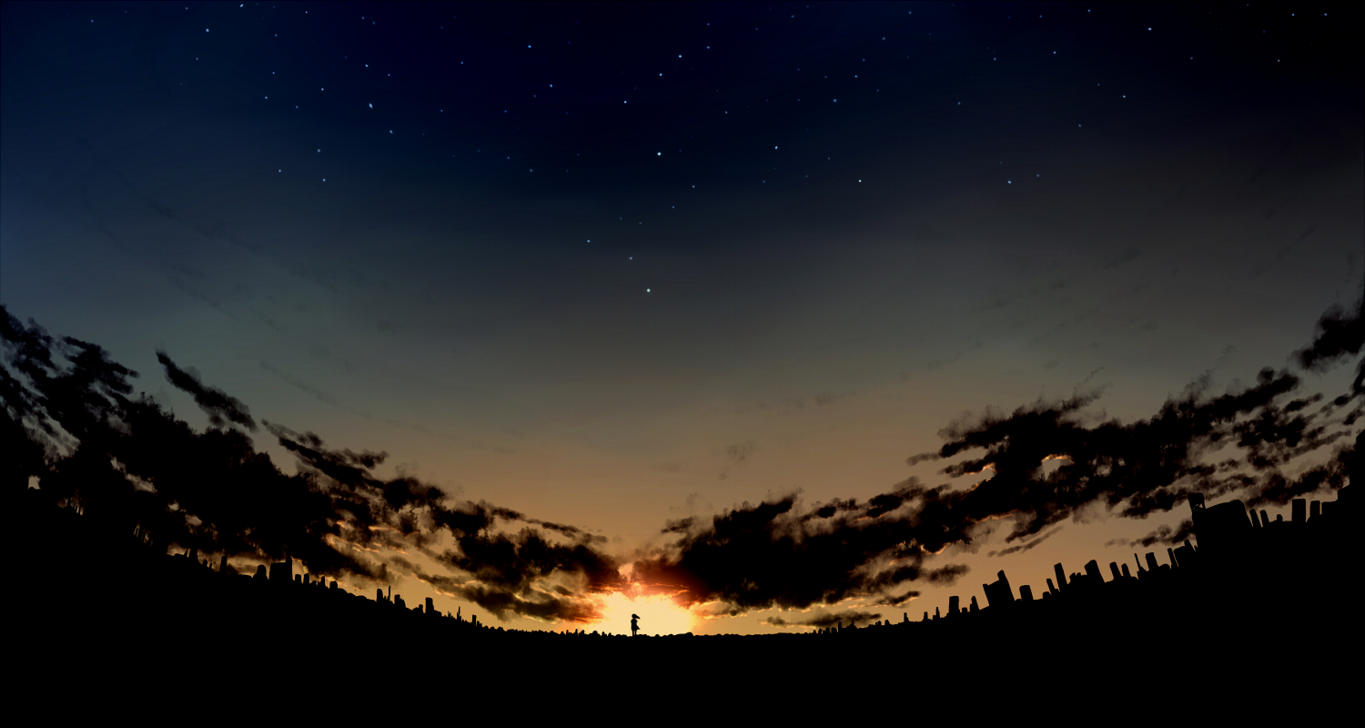 kibunya_39, landscape, original, scenic, silhouette, sky, stars