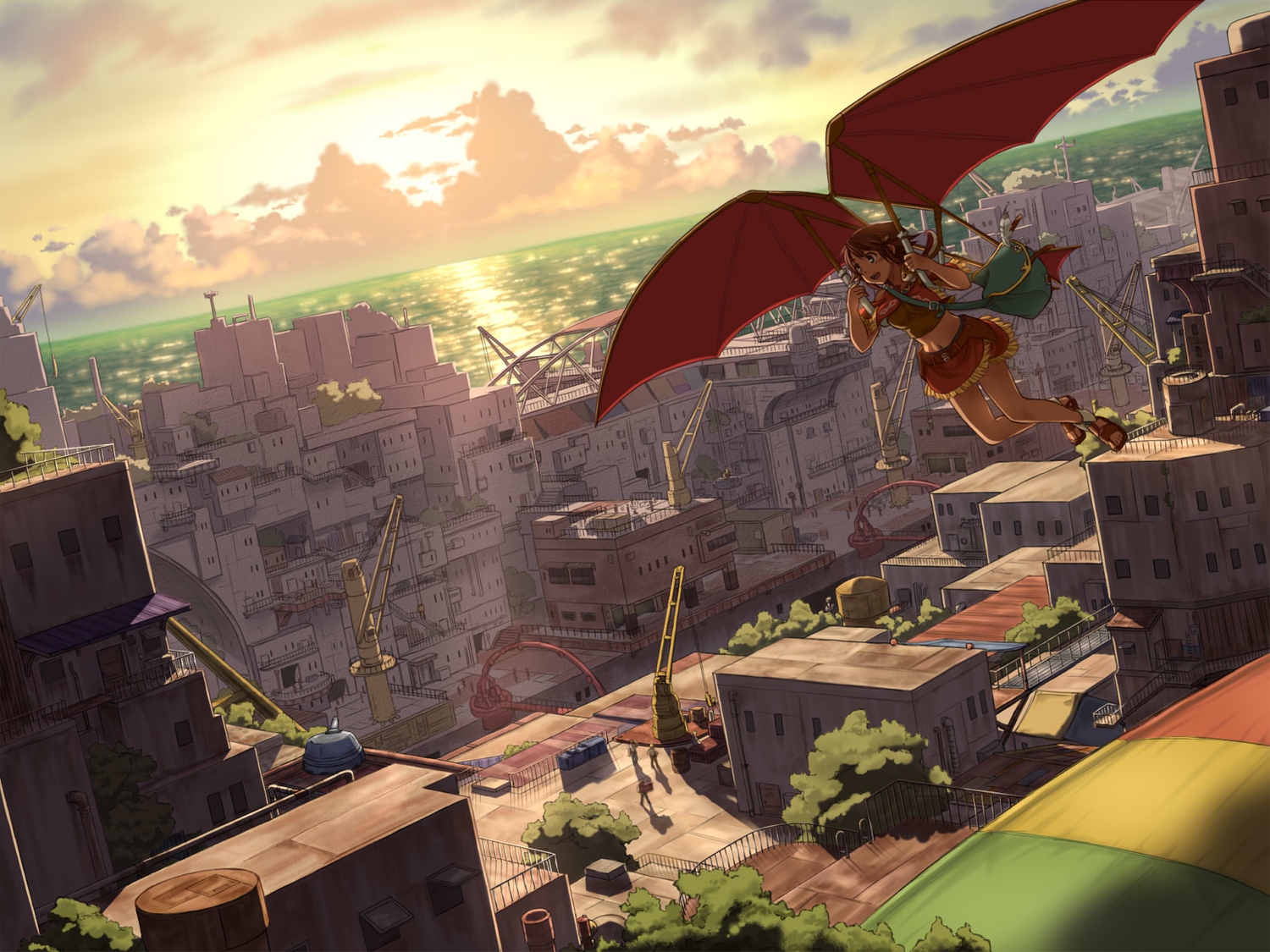 amy_(suisei_no_gargantia), city, suisei_no_gargantia, yuugure