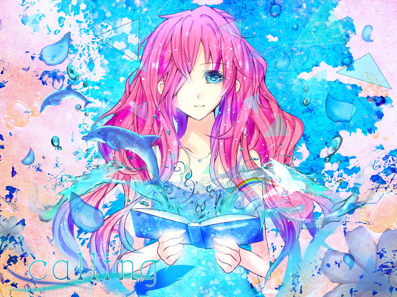 animal, book, chaperu_(mukuone), close, dolphin, megurine_luka, vocaloid