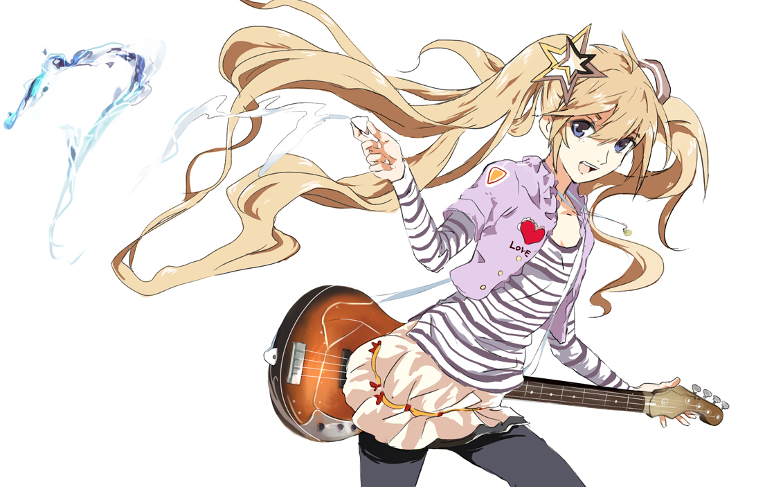 blonde_hair, blue_eyes, guitar, hatsune_miku, instrument, ooi_choon_liang, vocaloid