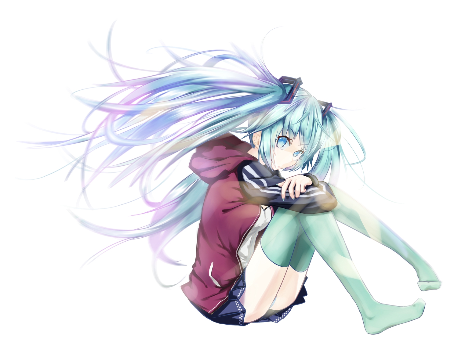 hatsune_miku, kamisa, thighhighs, vocaloid, white