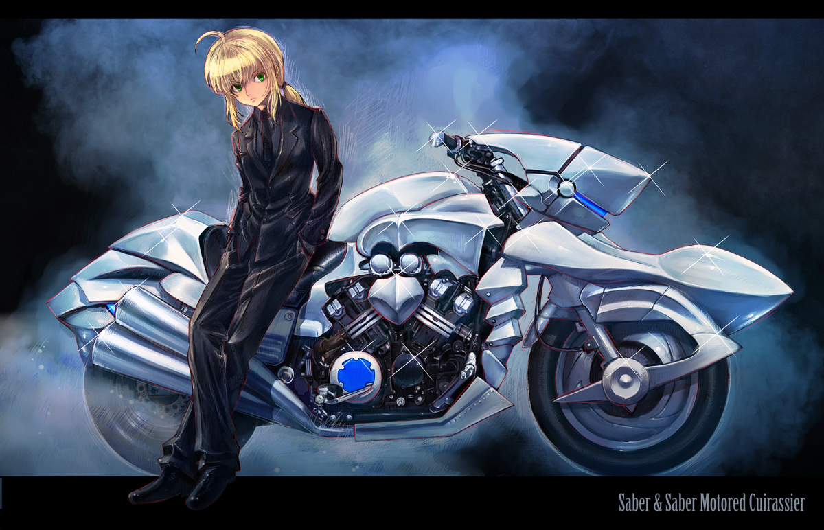 artoria_pendragon_(all), boyaking, fate_(series), fate/stay_night, fate/zero, motorcycle, saber