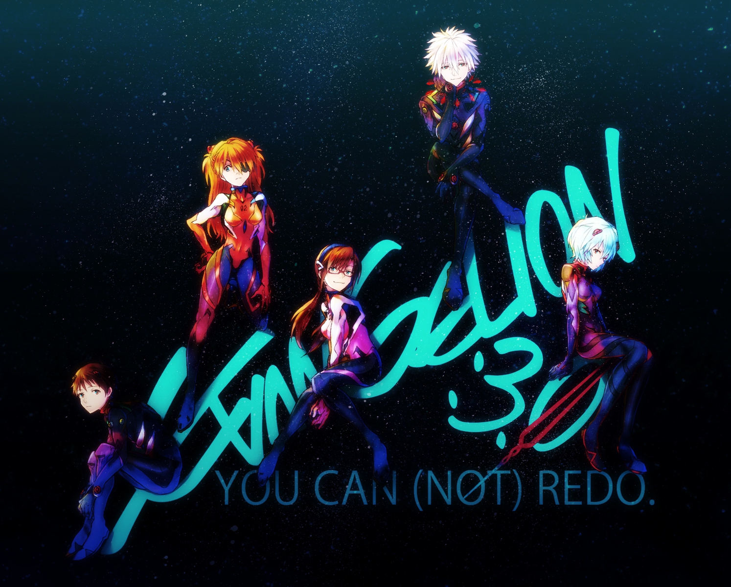 ayanami_rei, bodysuit, eyepatch, glasses, ikari_shinji, makinami_mari_illustrious, nagisa_kaworu, neon_genesis_evangelion, skintight, soryu_asuka_langley, stars, tsuyuxxx