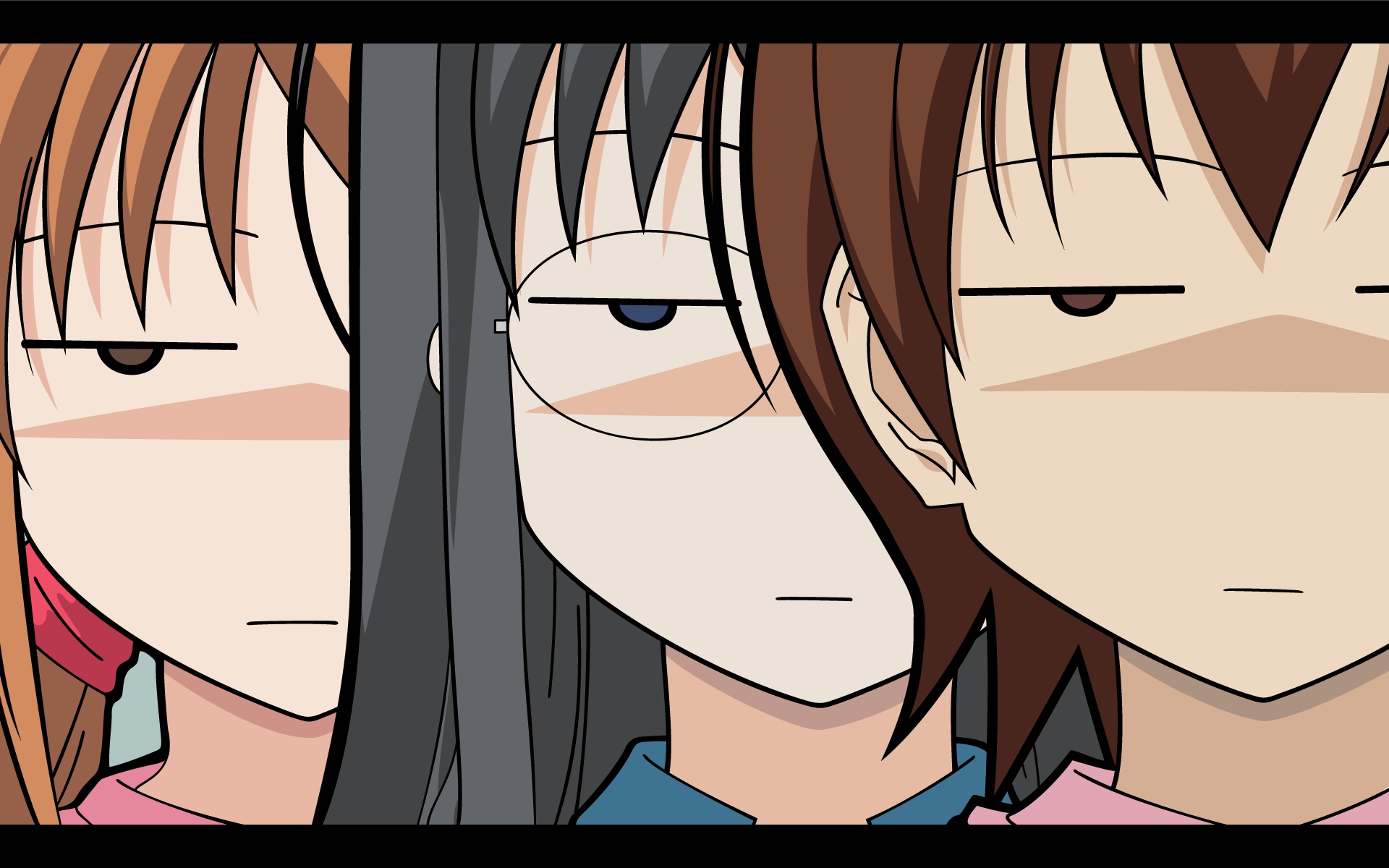 close, glasses, hidaka_megumi, hirakawa_natsumi, koizumi_chika, kyou_no_go_no_ni, vector
